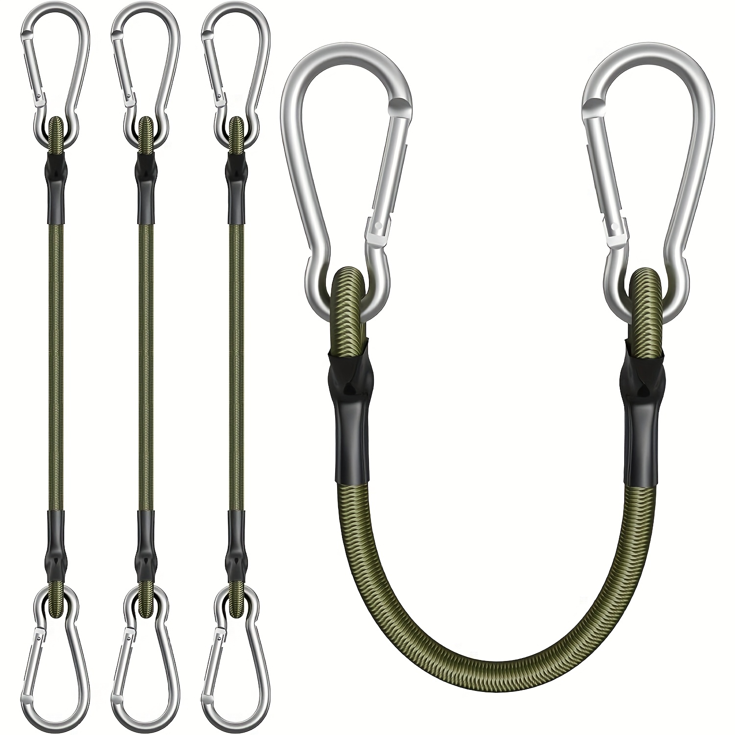 Outdoor Adventure Gear - 2本組 弾性ロープ アルミフック 8mm 耐衝撃ロープ 柔軟なテントコード