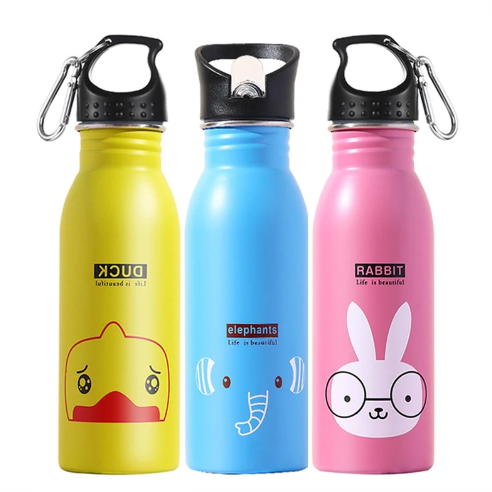 Outdoor Adventure Kids - かわいいカップ かわいい動物柄 ステンレス製水筒 漏れ防止 ポータブル サイクリング