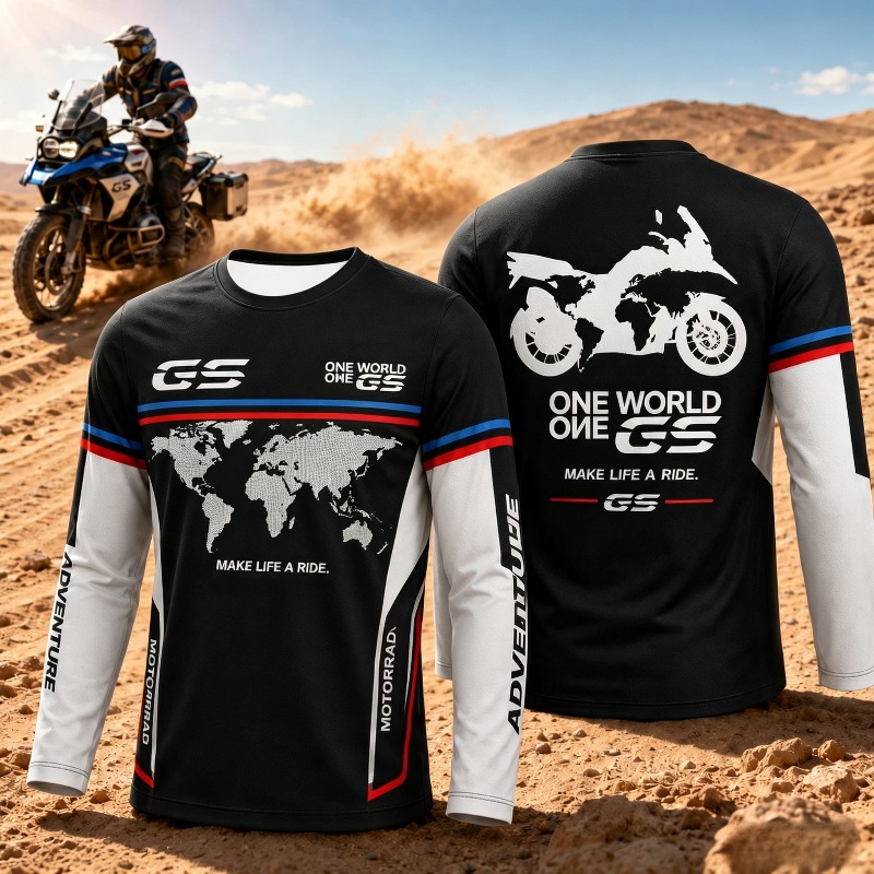 Outdoor Adventure Kids - バイク愛好家のためのGSアドベンチャーモトラッド風長袖トップス、アウトドアライディングスポーツウェア、快適カジュアルTシャツ