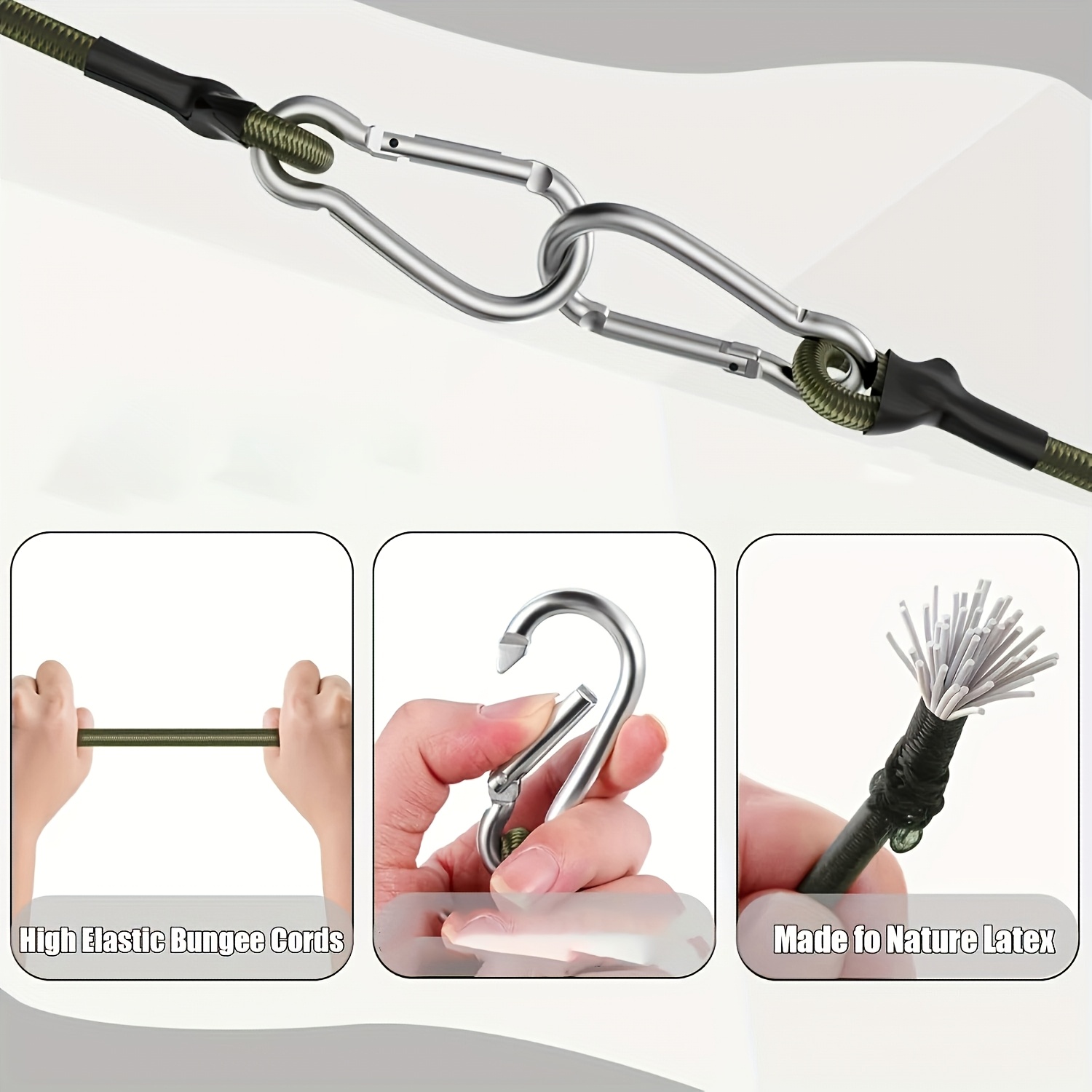 2本組 弾性ロープ アルミフック 8mm 耐衝撃ロープ 柔軟 - Outdoor Adventure Gear のレビューと価格
